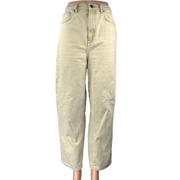 Free People White Cream Straight Wide Leg High Waist Baggy Denim Jeans Pants 29 - Picture 1 of 5